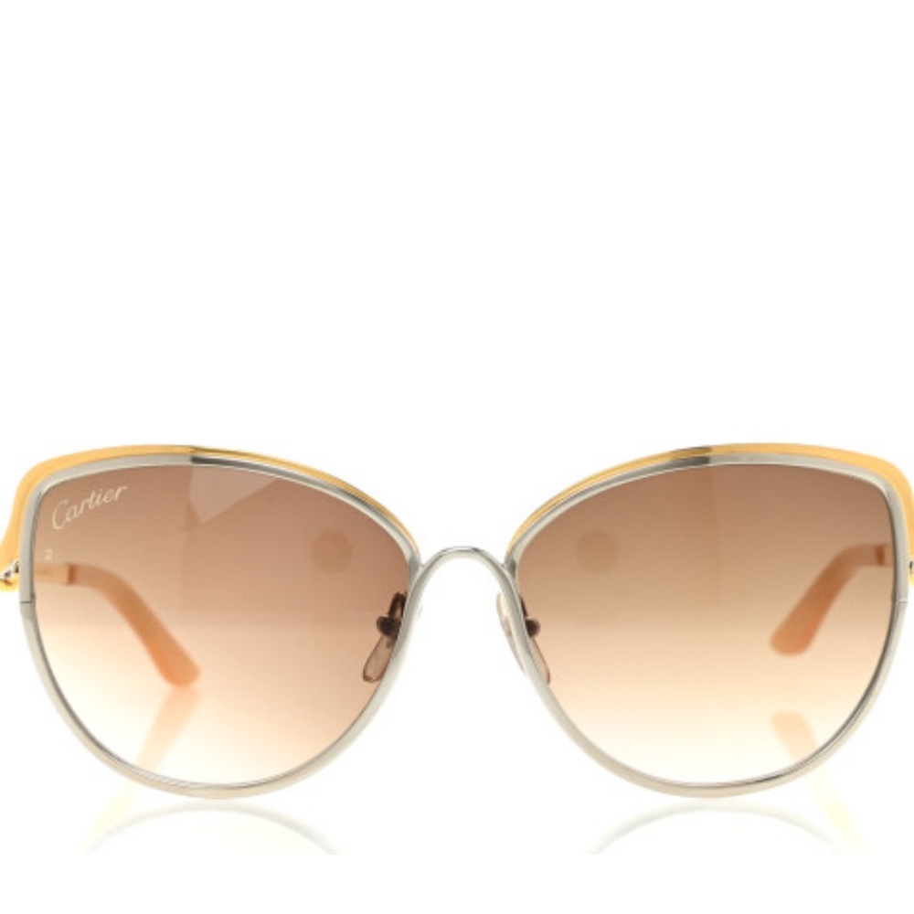 CARTIER Metal Trinity Sunglasses in Brown Gold Silver